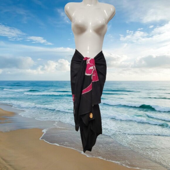 Womens Sarong Cotton Wrap, Handpainted Batik Wrapskirt Beach Pareo Beachwear-NEW - Picture 4 of 7